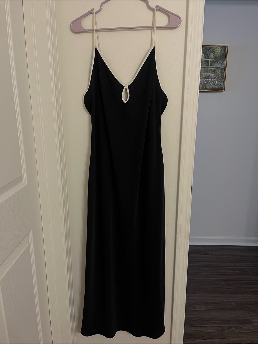 Abercrombie & Fitch Black Slip Maxi Dress with Cream Trim